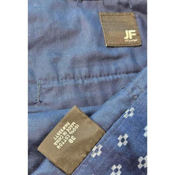 J ferrar 38 navy blue geometric print pocket golf everyday shorts EUC comfort - Picture 3 of 7